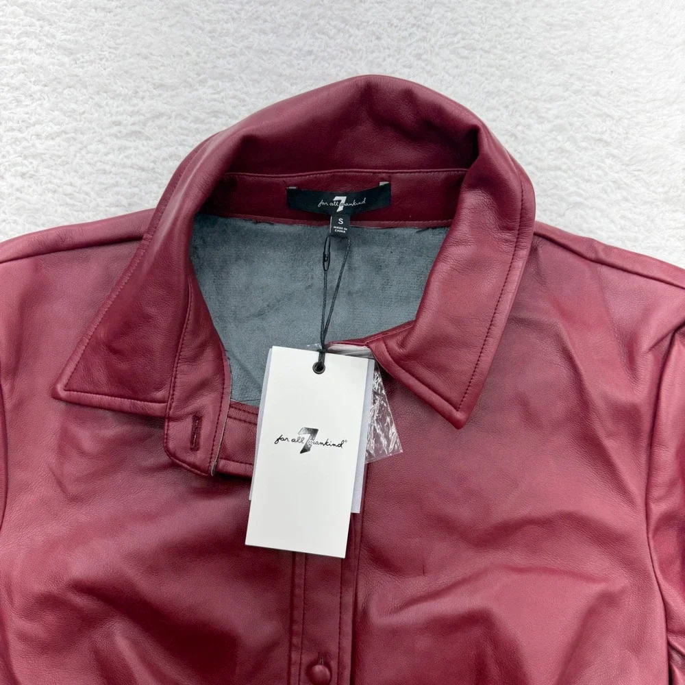 7 For All Mankind Womens Faux Vegan Leather Ruched Midi Dress Burgundy Size S